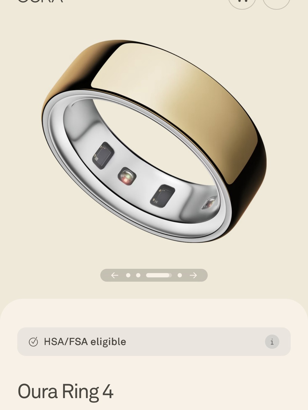 Oura Ring 4 Gold Smart Ring - Size 6